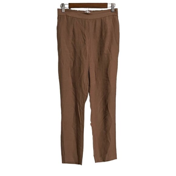 Maison D'Amelie Womens Khaki Brown High Rise Pockets Straight Trouser Pants 4 - Picture 1 of 6
